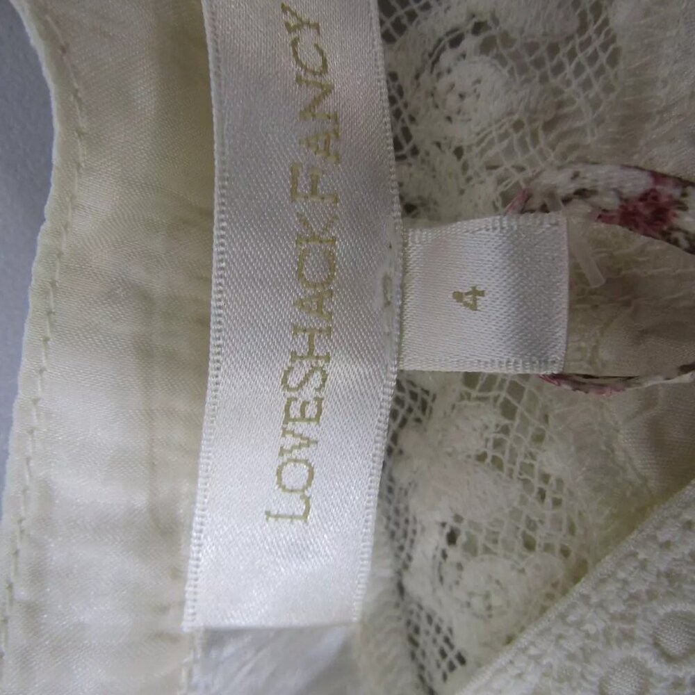 NEW LOVESHACKFANCY Womens Tandra Romantic V-Neck Blouse Size 4 Antique White - Picture 7 of 13